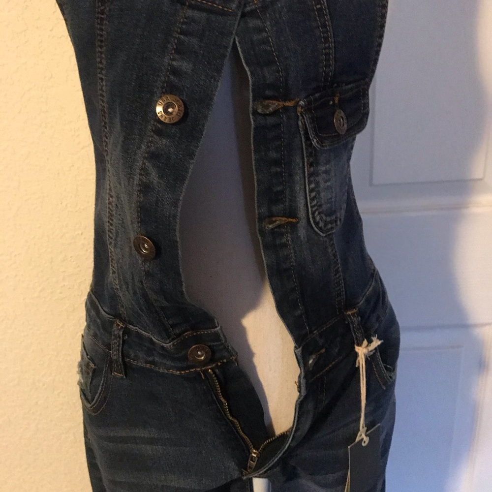 “JC & JQ” Distressed Jean Skinny Overalls! - Picture 5 of 7